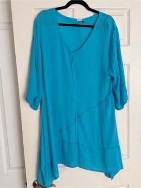 Asymmetrical Women's linen blend Tunic